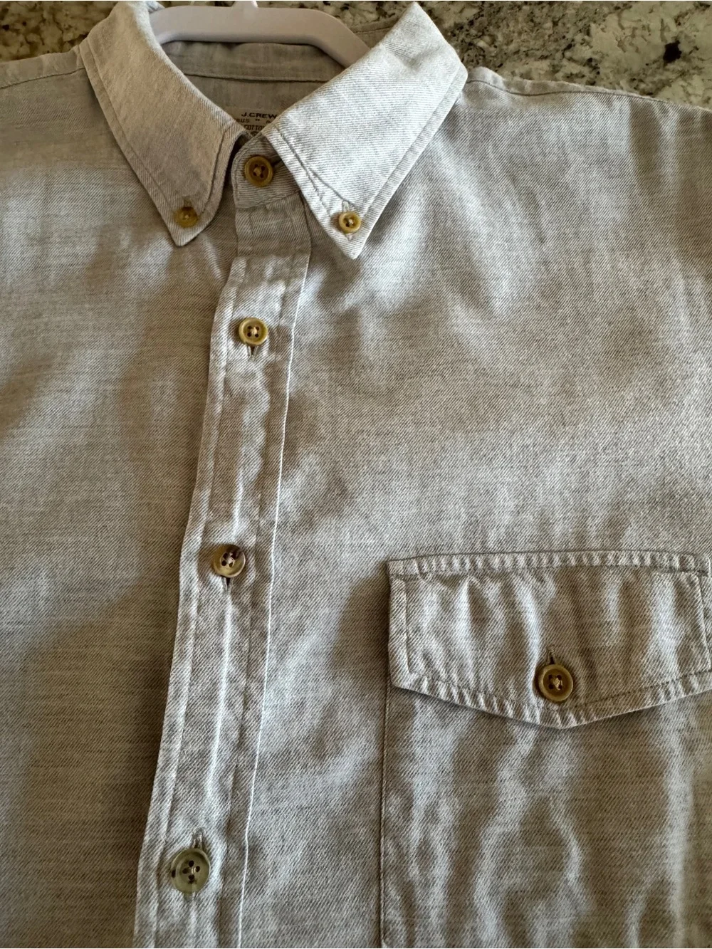 J. Crew Light Gray Casual Button-Down Shirt with Chest Pocket Men’s Size Large